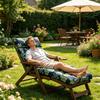 Garden Chair Pad with High Back Headrest, Tufted Outdoor Form and Seat Anchors 125 x 55 cm for Porch Use Daily