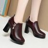 Chaussures Confortables Bouche Profonde Cuir Souple Antidérapantes Plateforme Printemps 2026 Escarpins Bloc Noir pour Femmes Chaussures de Bureau Mère