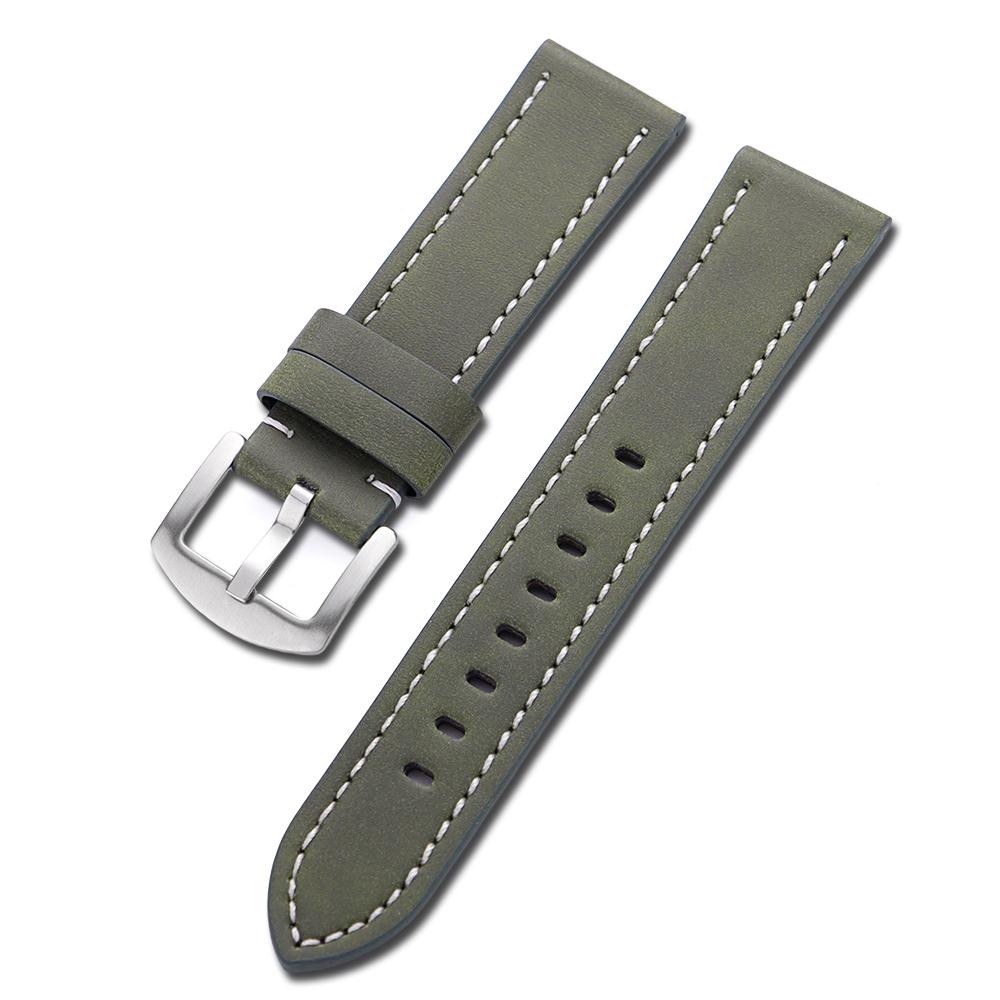 Retro Matte Leather Watchband 20mm 22mm Straps for Huawei Watch Gt4/Gt3 Black Green Brown Strap for Samsung Galaxy Bracelet Belt