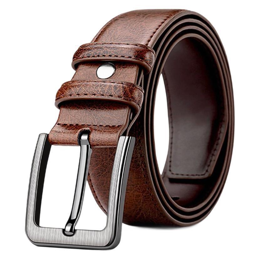 Classic Men Leather Belt With Vintage Style And Plant Motifs For Business Casual