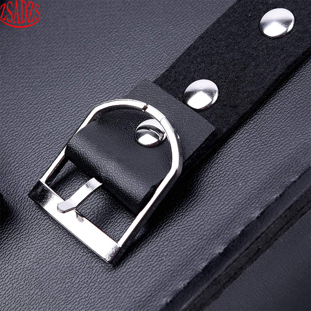 ZSADZS Motorcycle Side Bag Luxury Tool Bag Travel Touring Leather Bag Waterproof Leather (Black)