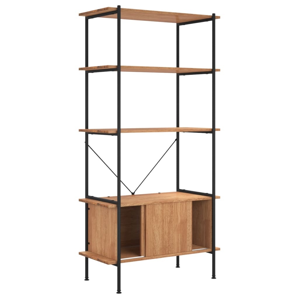 5 Shelf Bookcase with Cabinet 80 x 40 x 163 cm Steel and Engineered Wood