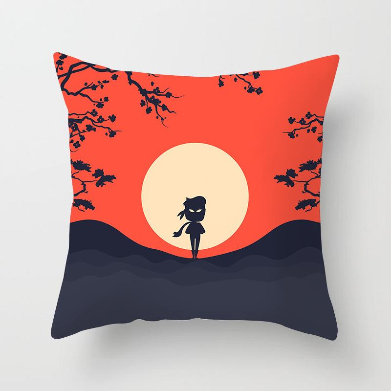 Japanese Ninja Character Digital Single-sided Printing Sofa Pillow Cushion Cover Home