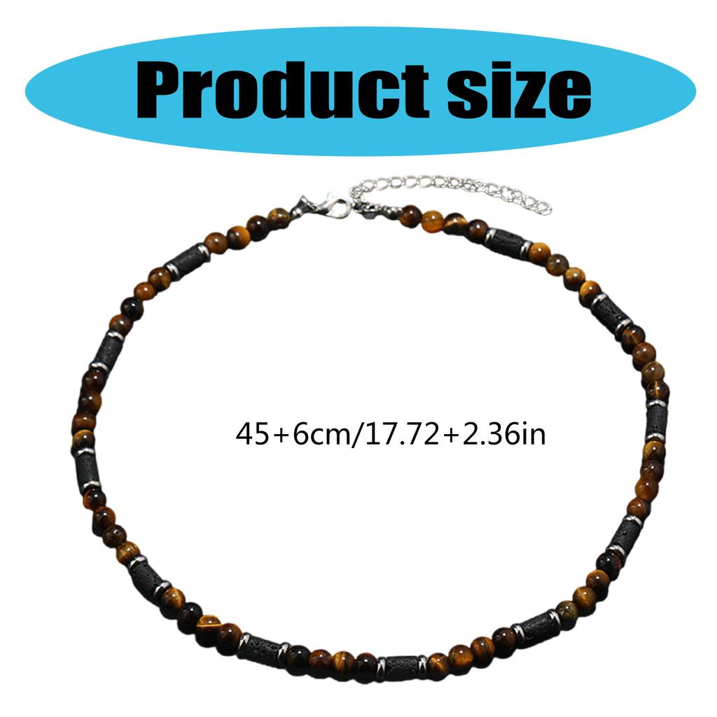 Handmade Beaded Necklace Natural Tiger Eye Stone Necklace Fashion Neck Jewelry Woman Present for Fashion Enthusiasts