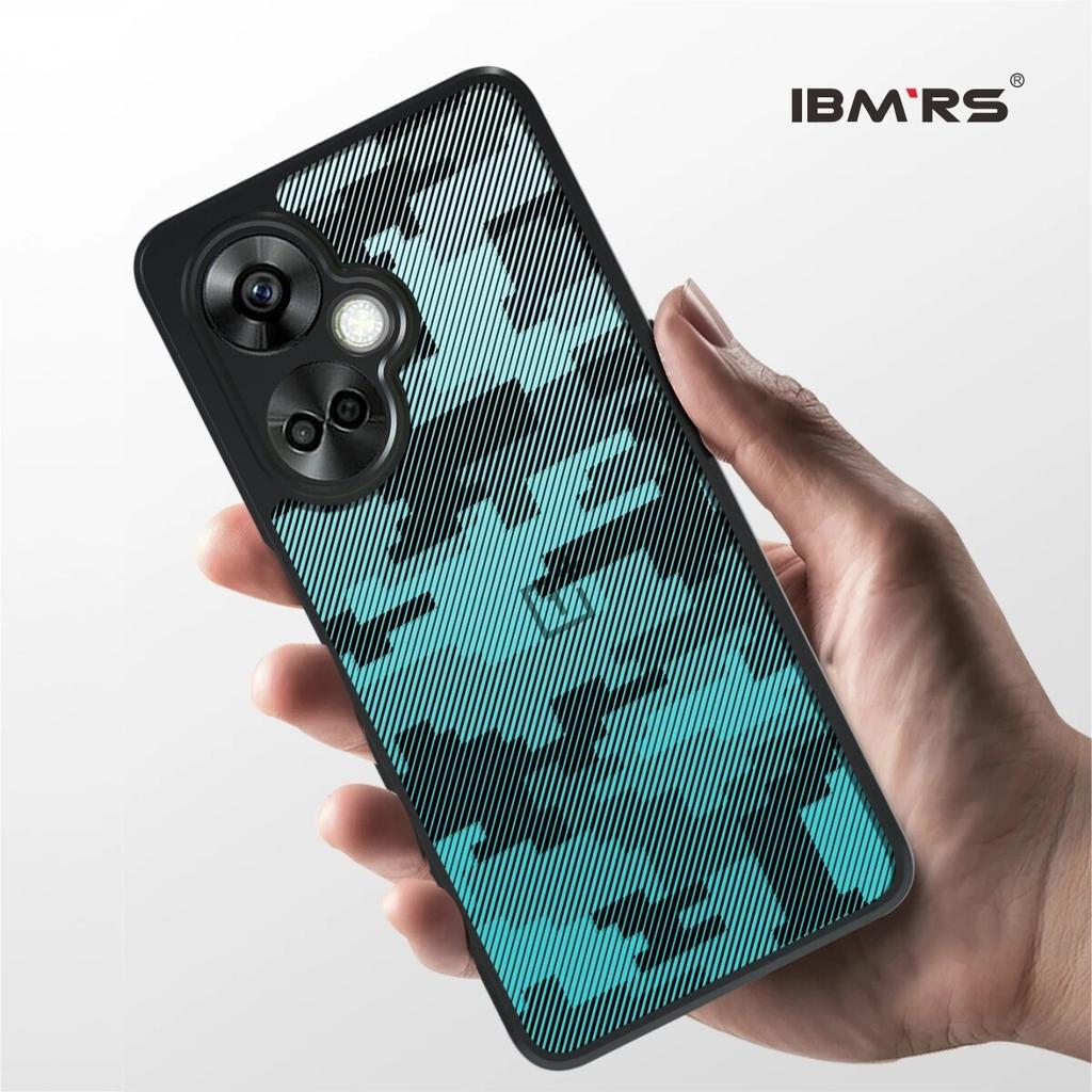 (Comes with wrist strap)IBMRS for OnePlus 12R/ACE 3 camo phone case,Clear Hard Back Shockproof Advanced Protective Cover