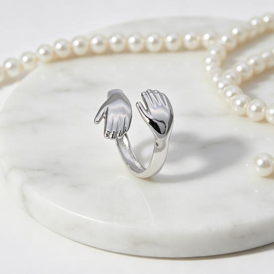 Open Ring Exaggerated Arm-Circling Shape Three-Dimensional Sculptural Design Wraps Finger Ring Hip-Hop Street Style Statement Ring