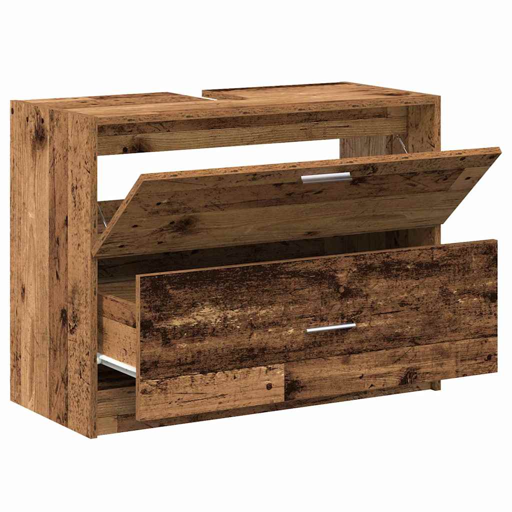Bathroom Cabinet with Door Rustic Wood Look 78 X 37 X 59 Cm Engineered Wood