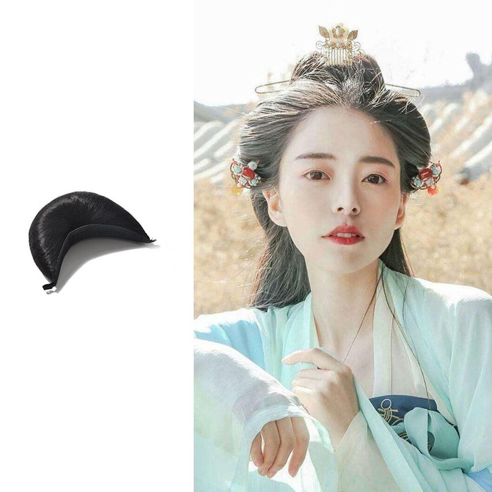 

Винтажный стиль Головной убор Рога Заколки для волос Ханфу Косплей Пучок волос Круассан Шиньон Фея Парик Сумка 9CM