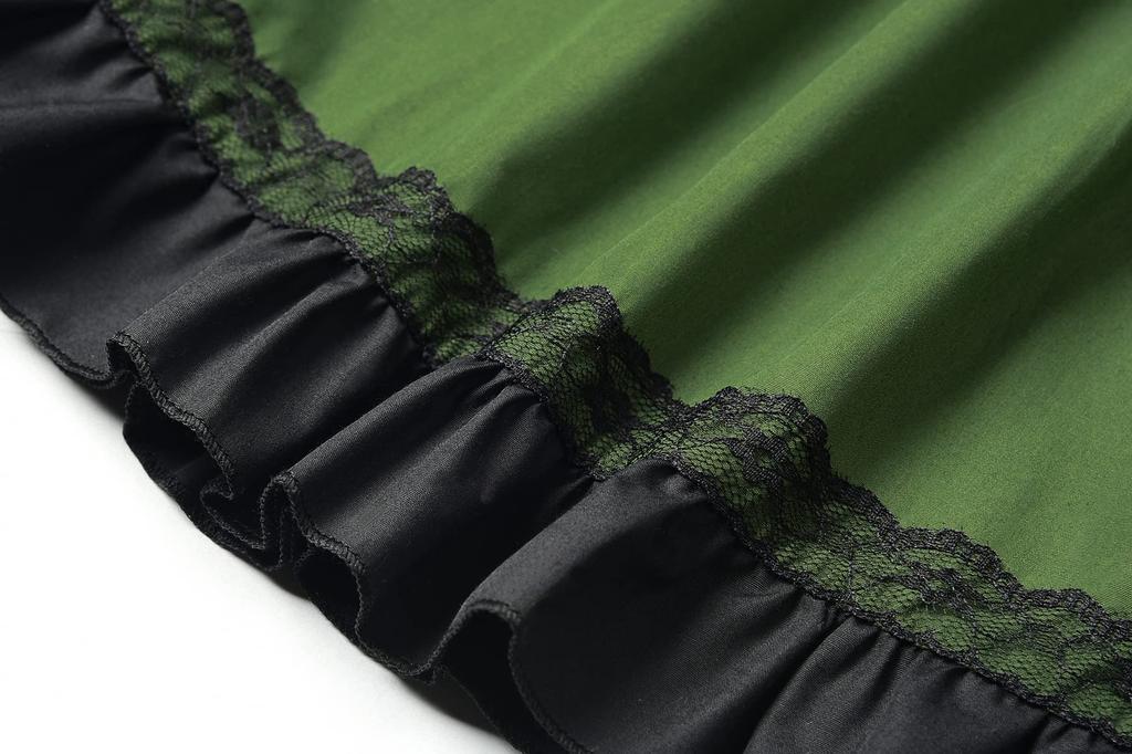 ReliBeauty Maid Costume for Halloween Princess Dress with Lace Green and Size Birthday Gift Western-Style Kids, Costume, Girls' Headband, Black, 110,