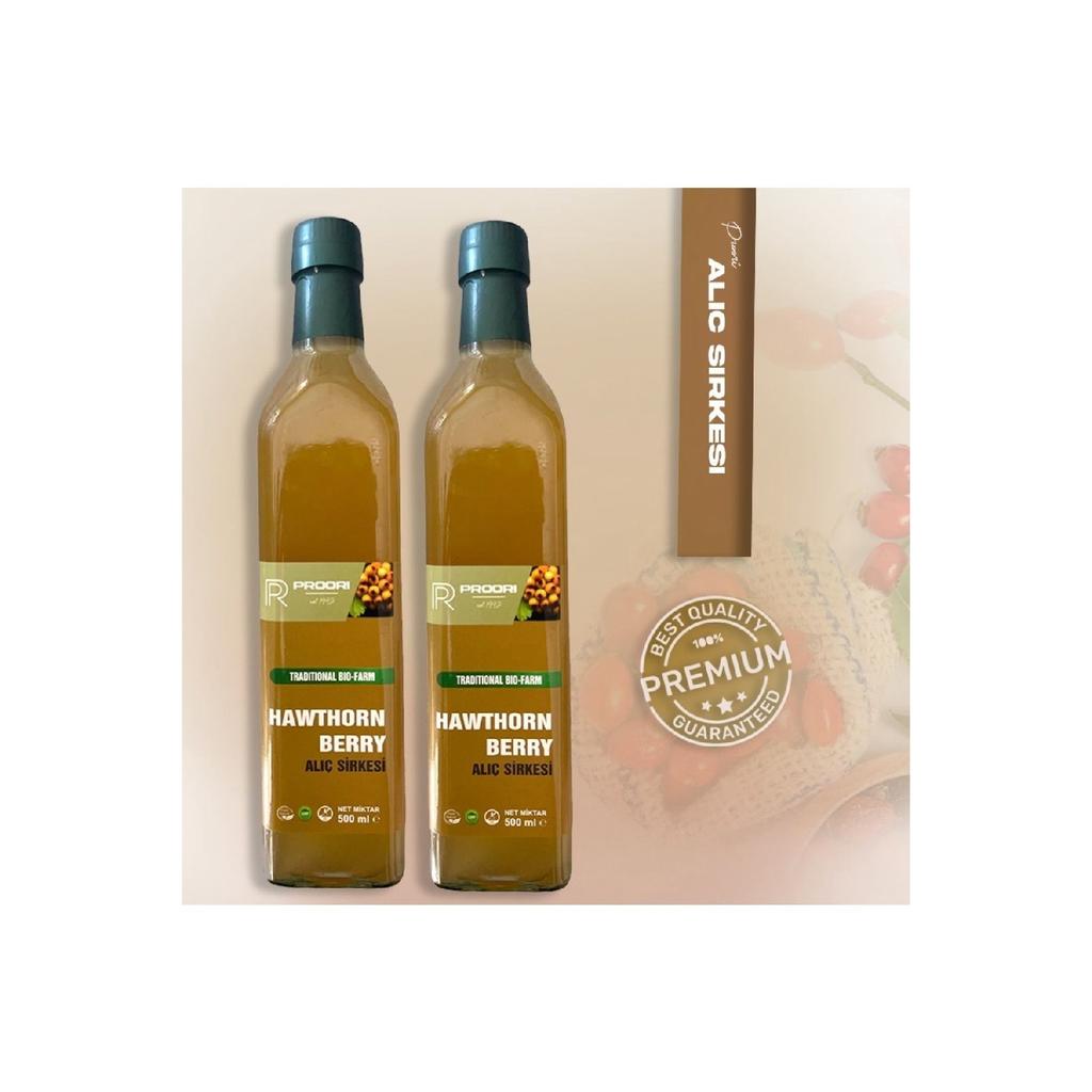 Bio-gereifter Weißdornessig, 500 ml, trinkbar, natürliche Fermentation, 2er-Pack, Detox (1000 ml)