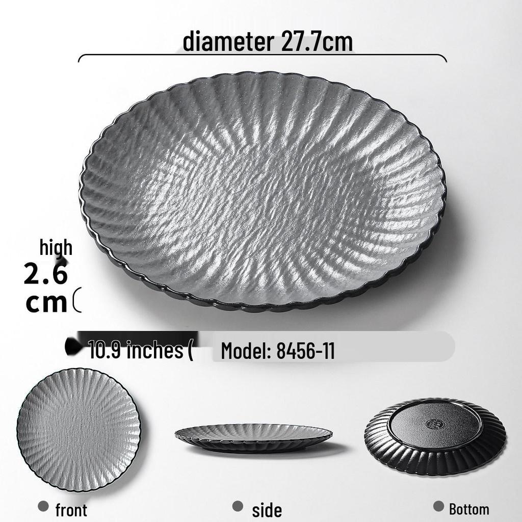 Xiangyuanmei Frosted Rock Texture Melamine Lace Plates for Western Cuisine, Steak, and Pasta