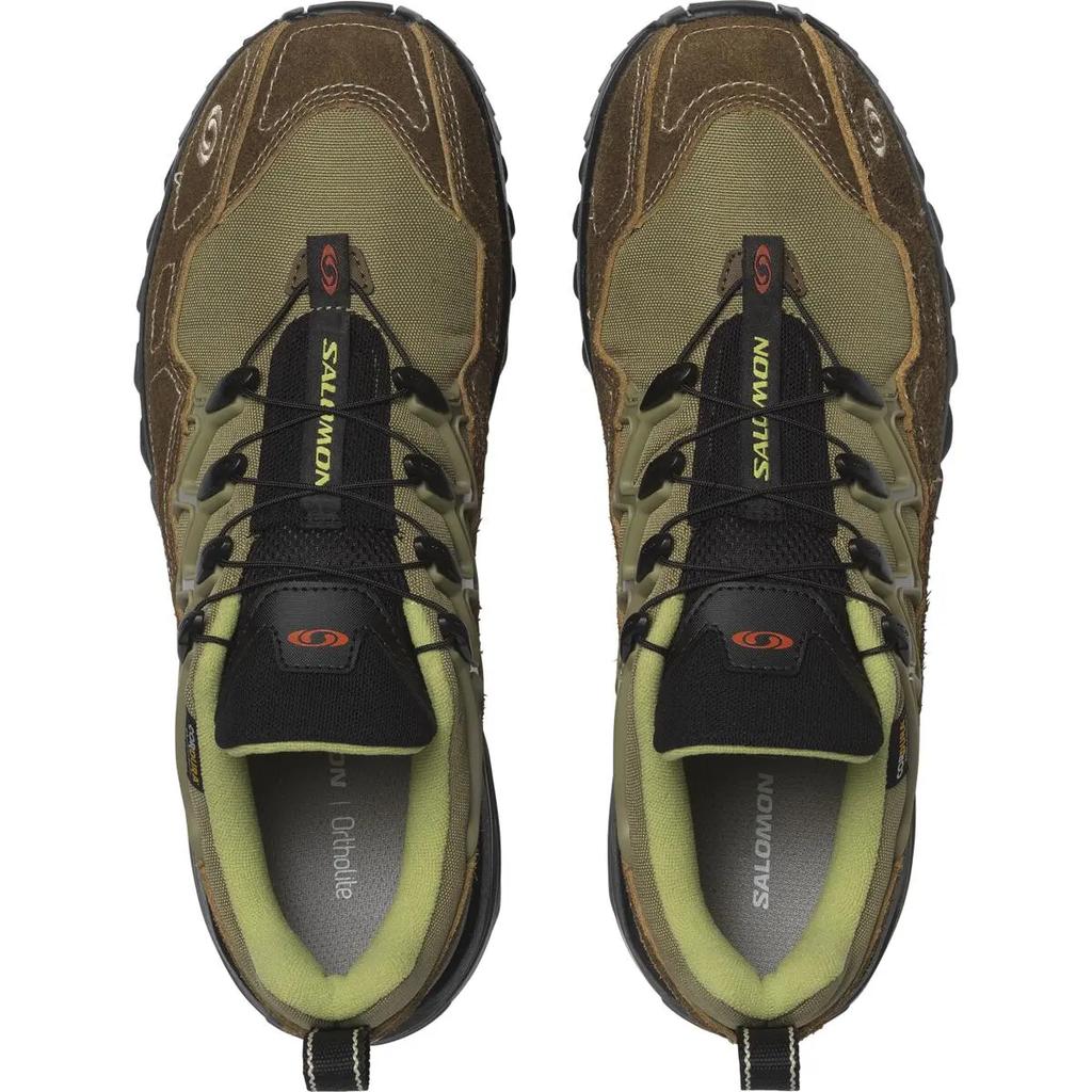 SALOMON Acs+ Escape Classic Wygodne Amortyzacja Wsparcie Trwałe Lekkie Niskie Buty do Biegania Unisex Trampki Zielono-Brązowe 477951