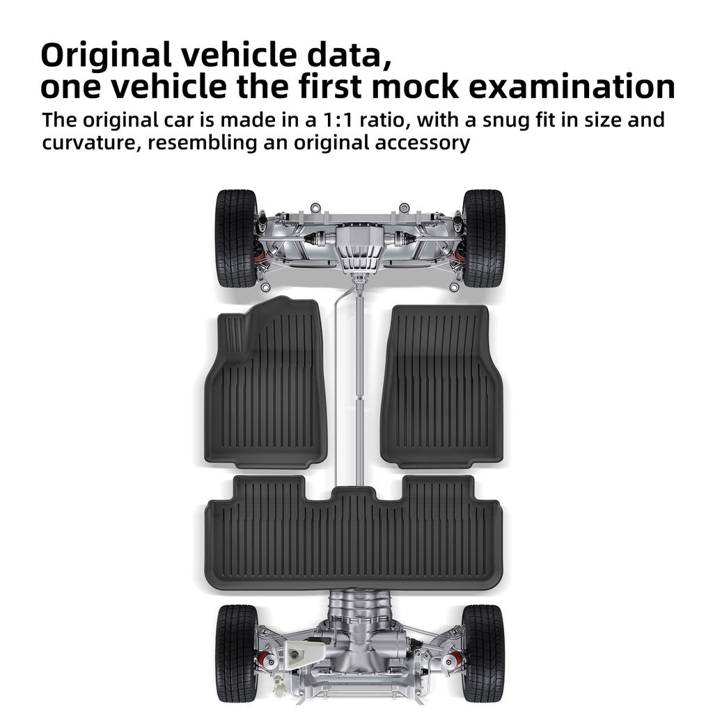 Smabee for Tesla Model Y Juniper Standard RWD 2025 2026 TPE Car Floor Mats Cargo Liner Trunk Mats Backrest Pad Accessories Black