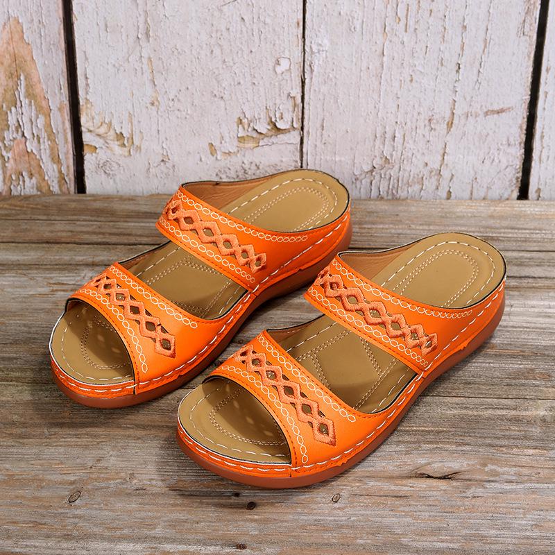 

2025 Retro Plus Size Anti-Slip Wedge Heel Round Toe Women s Sandals & Slippers 40 помаранчевий