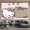 Hello Kitty Pusheen Sleep Tapestry Single Print Cute Stylish Durable Tapestry Home Living Room Bedroom Dorm Kawaii Vibe Decor