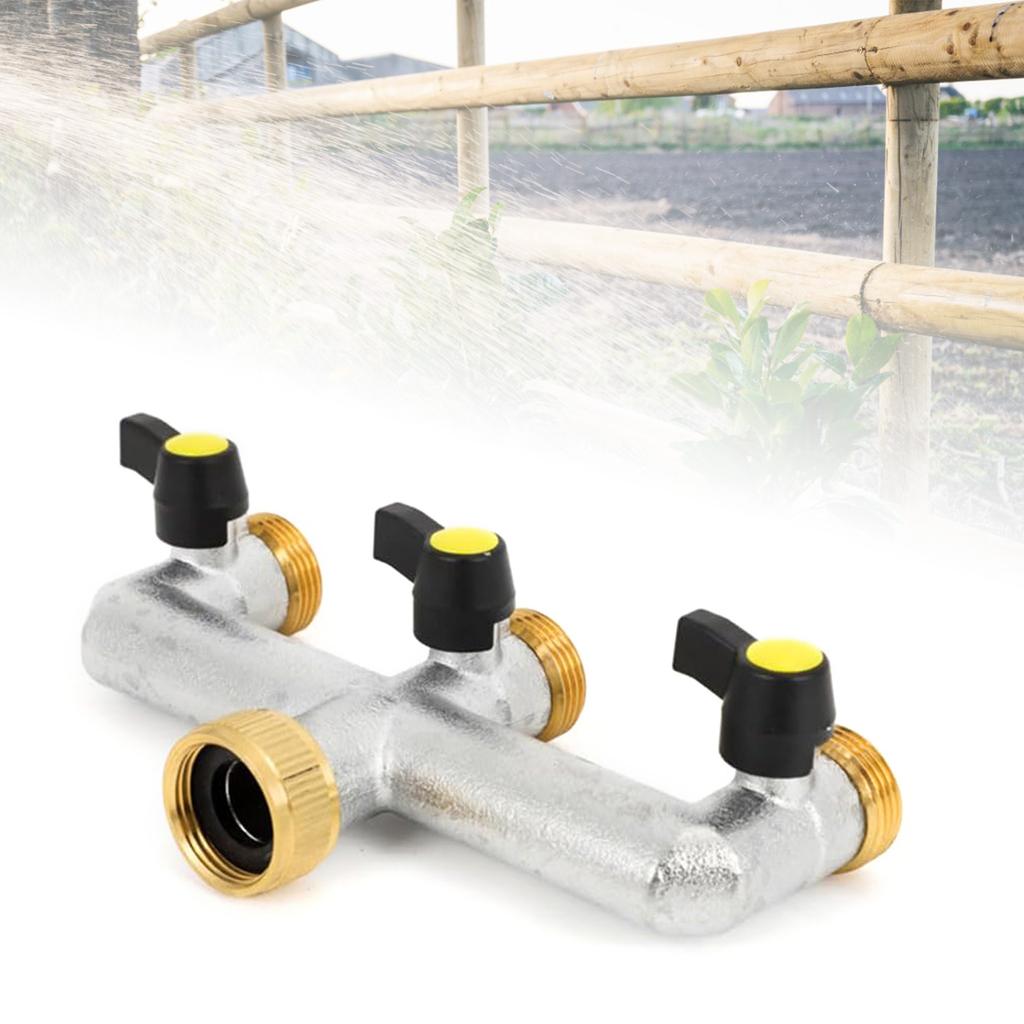 3 Way Brass Tap Splitter 3/4 Inch Garden Tap Splitter Tap Splitter 3 Way Hose Connector Hose Tap Splitter for Garden