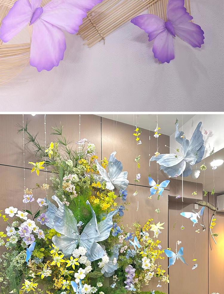 3D Painted Butterfly Wedding Backdrop with Scenery and Props for Photography and Décor
