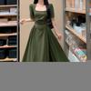 Simple Korean Dress 2025 New Style Retro Unique Slimming Skin-covering Temperament Over-the-knee