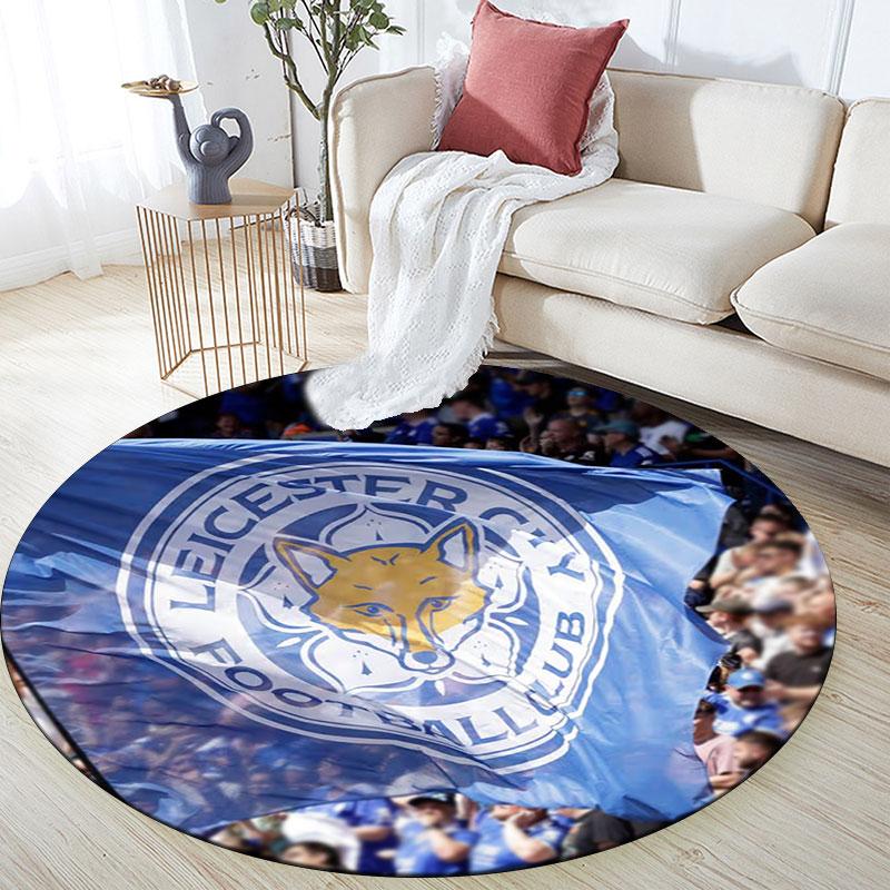 Tappeto Rotondo Stampato Leicester City, Tappeto Circolare Antiscivolo Lavabile per Soggiorno Camera da Letto Sala Giochi, Decorazione per Fan Sportivi, Regalo di Compleanno Festivo