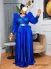 Plus Size High-Waisted Evening Gown with Rhinestones, Beads, and Sequins - New African Style