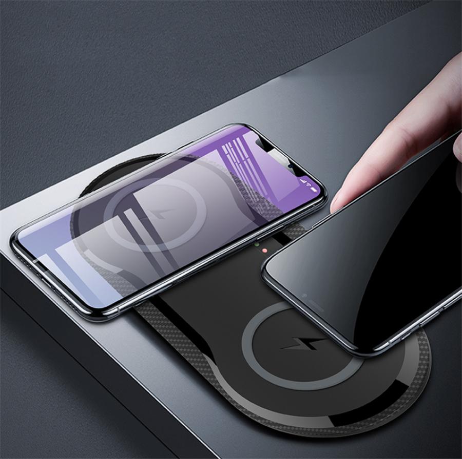 20W Double Seat CAR QI Wireless Charger Fast Charging Pad 2 In 1 Desktop Charger for iPhone 11 Pro X XS MAX XR For Samsung S10 S9