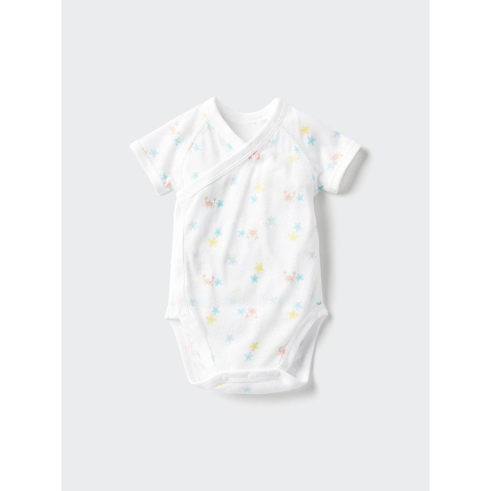 Uniqlo Japan Cotton Mesh Bodysuit Front Opening
