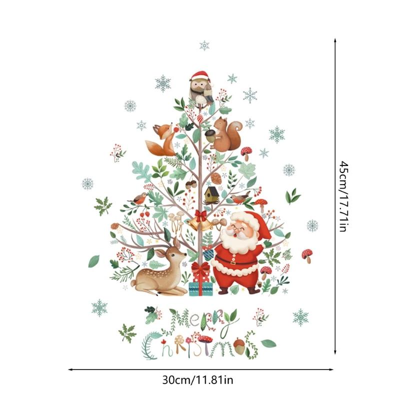 Christmas Window Stickers Merry Christmas Decoration for Home Kid Room Wall Mirror Glass Door Decals New Year Decoration