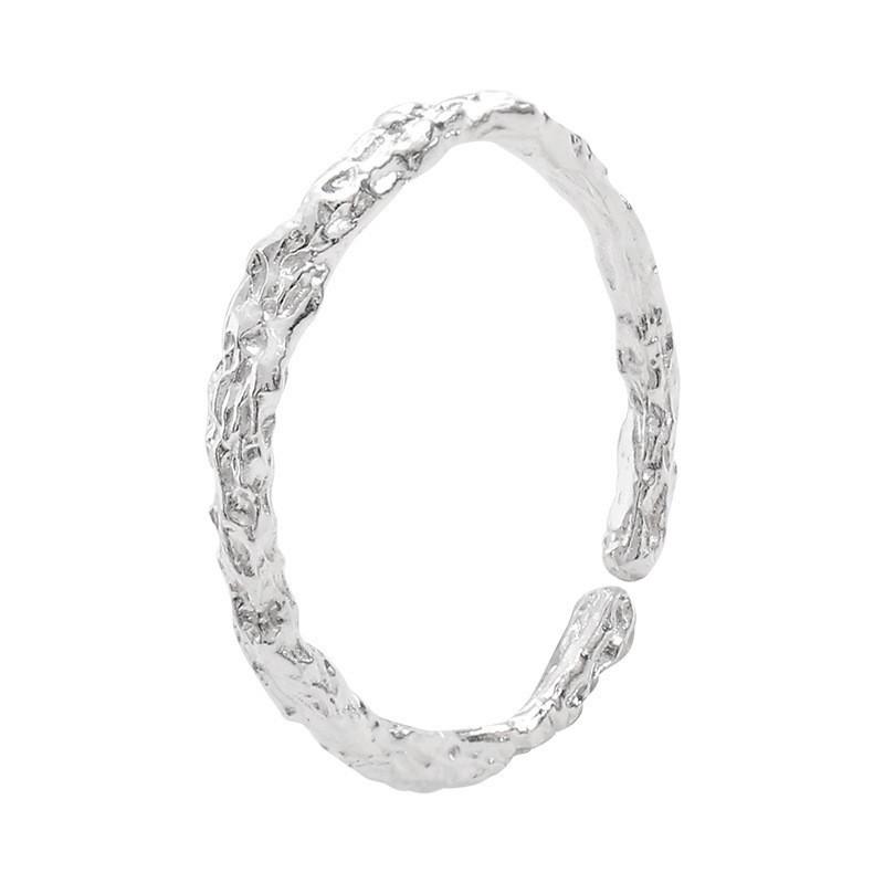 Elegant Adjustable 925 Sterling Silver Geometric Ring With Luxurious Textured Design And Modern Aesthetic For Women Gift