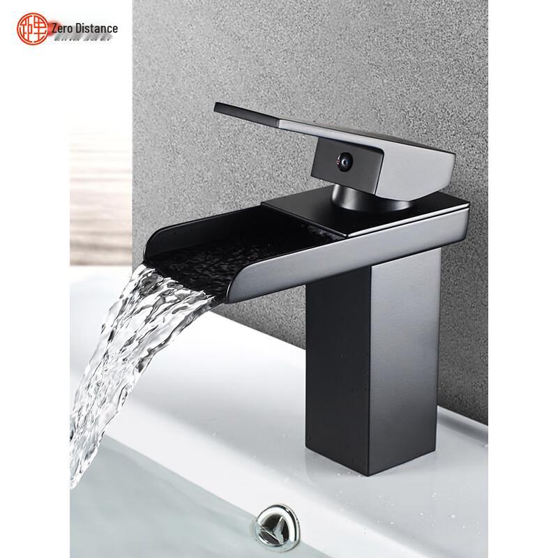 LINGJULI 304 Stainless Steel Black Square Tall Basin Mixer Faucet