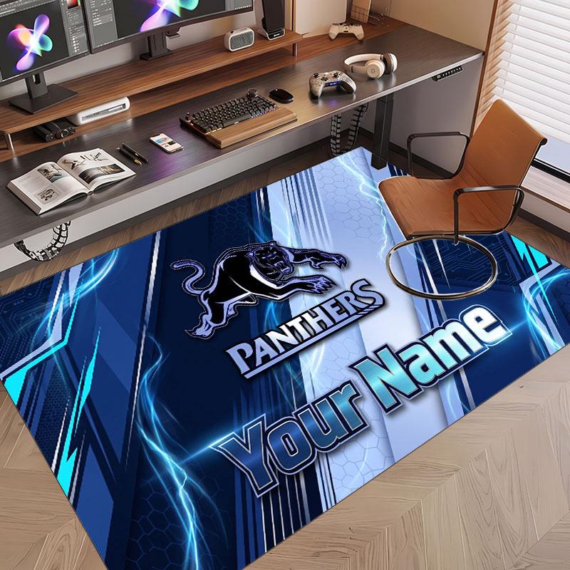 Custom Rug Penrith Panthers Pattern Print Name Text Soft Non‑Slip Floor Carpet for Home Indoor Decoration