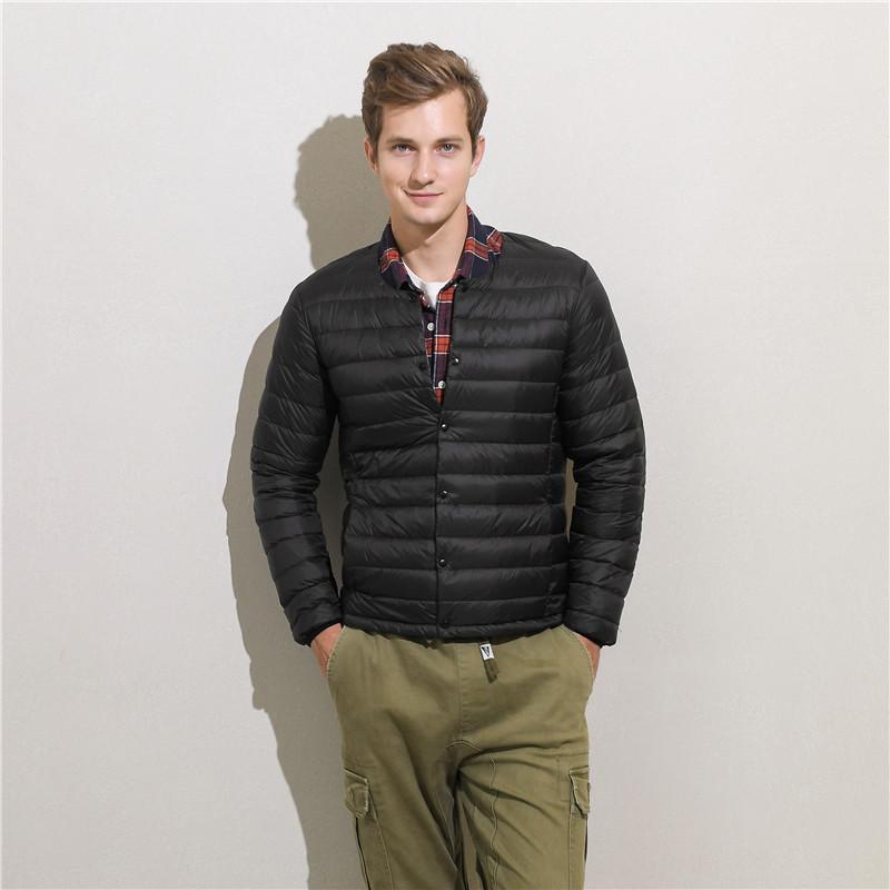 

Новый тонкий пуховик для мужчин 90-х годов, без воротника, с длинными рукавами, молодежный, облегающий, короткая верхняя одежда L