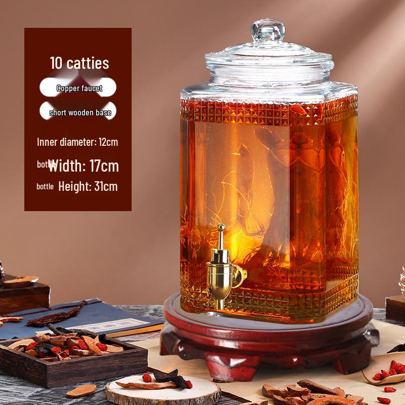 Sealed Sparkling Wine Bottle with Faucet - Household Ginseng Wine Jar & Baijiu Container
