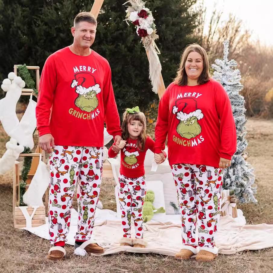 Family Christmas Festival Pajama Set - Long-Sleeved, Round Neck Holiday Design