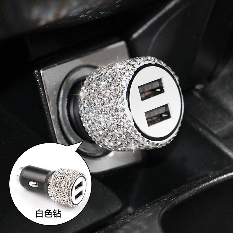

USB Автомобильное Зарядное Устройство 5В 2.1А Двухпортовое Быстрое Зарядное Устройство Декор Автомобиля Стайлинг Автомобиля Бриллиантовые Автомобильные Аксессуары Интерьер для Женщины