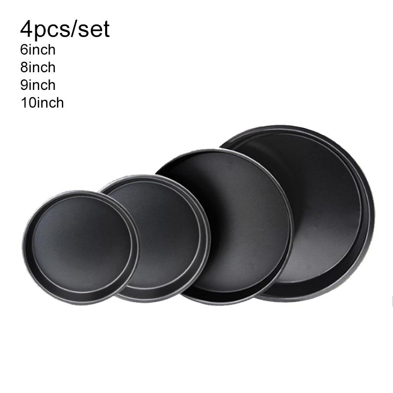 1pc Round Pizza Pan 6/8/9/10Inch Microwave Oven Pan Chip Tray Dish Carbon Steel Non-stick Mold Baking Tool Kitchen Supplies TMZ