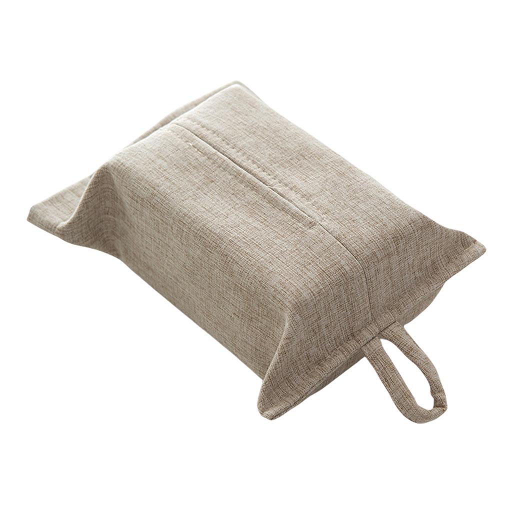 Elegant Fabric Tissue Box Cover with Hanging Rope Wall Mounted Napkin Dispenser Paper Towel Holder for Home and Office