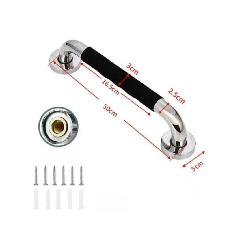 304 Stainless Steel Shower Handle with Non-Slip Silicone Grip,12/16 Inches PEnhances Bathroom Safety for Elderly & Disabled