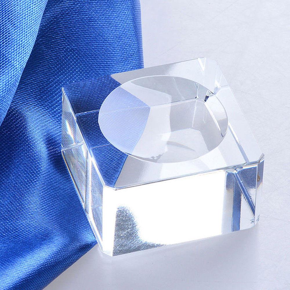 Display Base Stand Holder with Clear Glass Square Dimple Blocks for Crystals