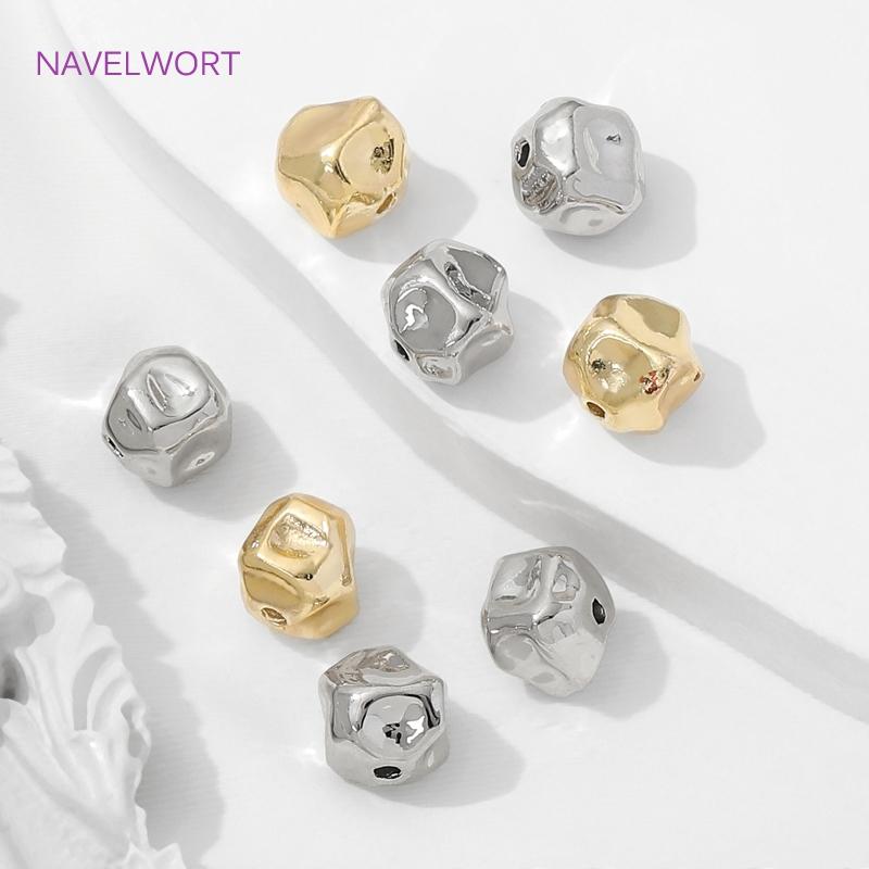 Beads Separators 14K Gold Plated Irregular Smooth Spacer Beads For Bracelet,Brass Loose Beads,DIY Jewlery Making Accessories