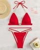 2025 European and American Solid Color Women's Sexy Bikini Split Swimsuit