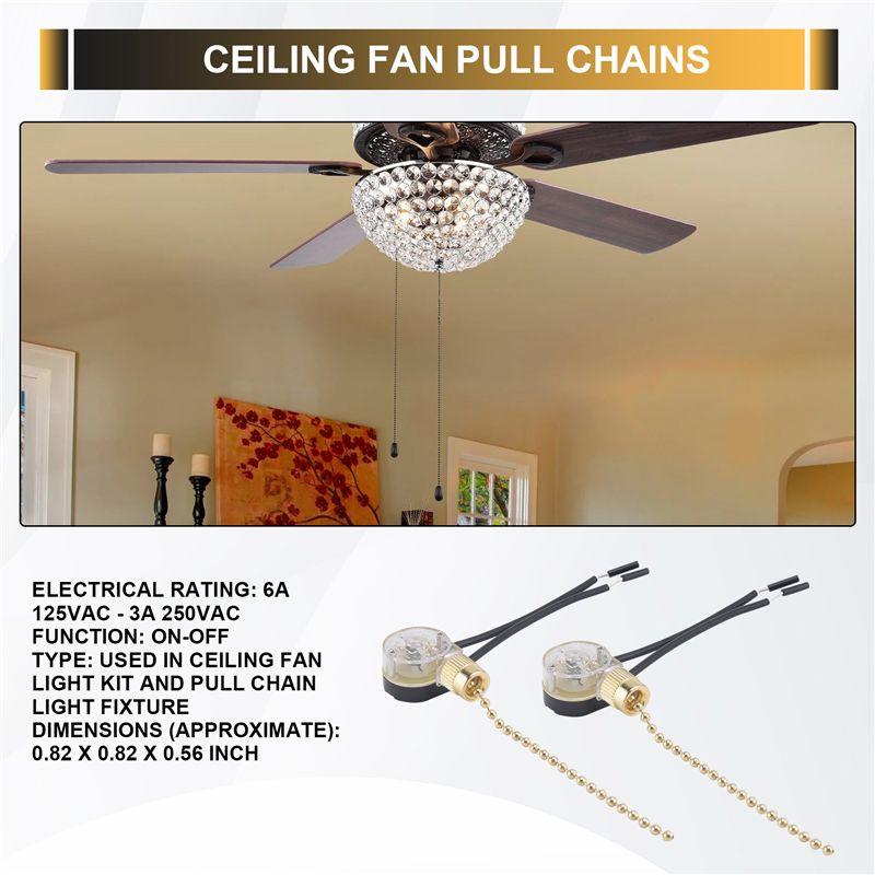 A84E-3Pack Ceiling Fan Light Switch ZE-109 Fan Switch Ceiling Pull Chain Switch Replacement