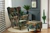 ARI PRINT Wing Chair with Footrest Scandinavian Family Meble Turquoise