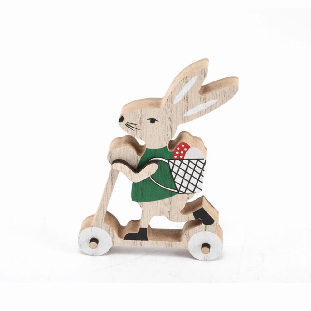 Wooden Material Easter Decoration Long-Eared Rabbit Cartoon Design Desk Decor DIY Crafts Wooden Rabbit Party Decorations