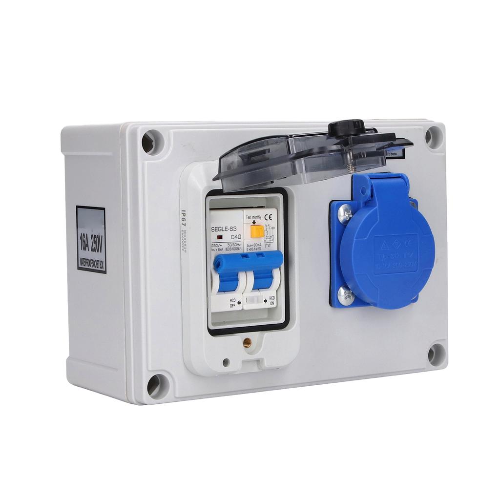 Power Socket Wall Mount Electrical Outlet Box German Standard 200?250V with 230V 40A 1P+N RCD