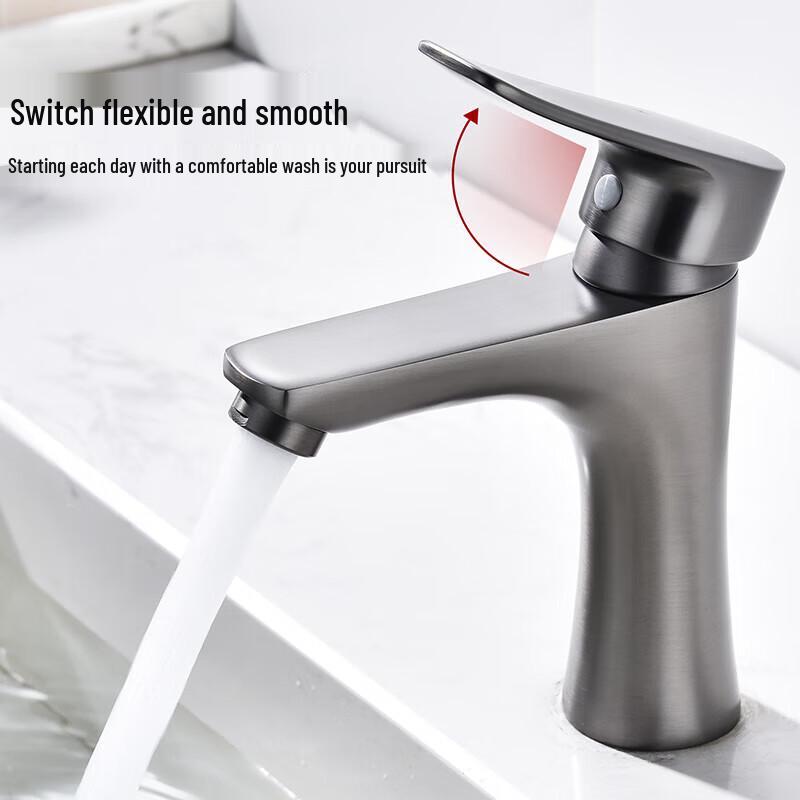 Larsd Gunmetal Grey Single Handle Hot & Cold Basin Faucet