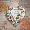 Wooden Welcome Sign with Heart-shaped - Rustic Decorative Plaque with Butterflies & Flowers Pattern - Ideal for Lawn, Cottage Decorations