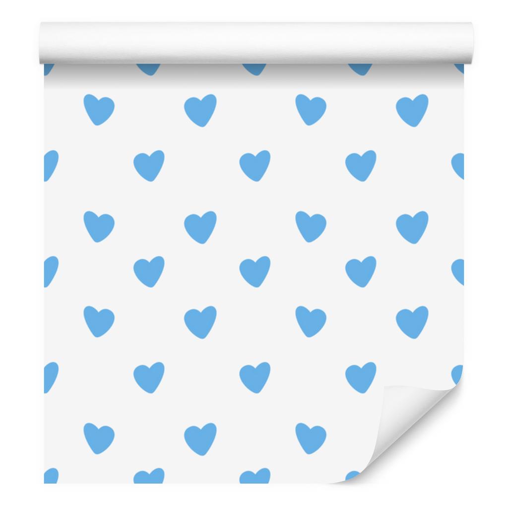 Hearts Wallpaper White and Azure 50x1000