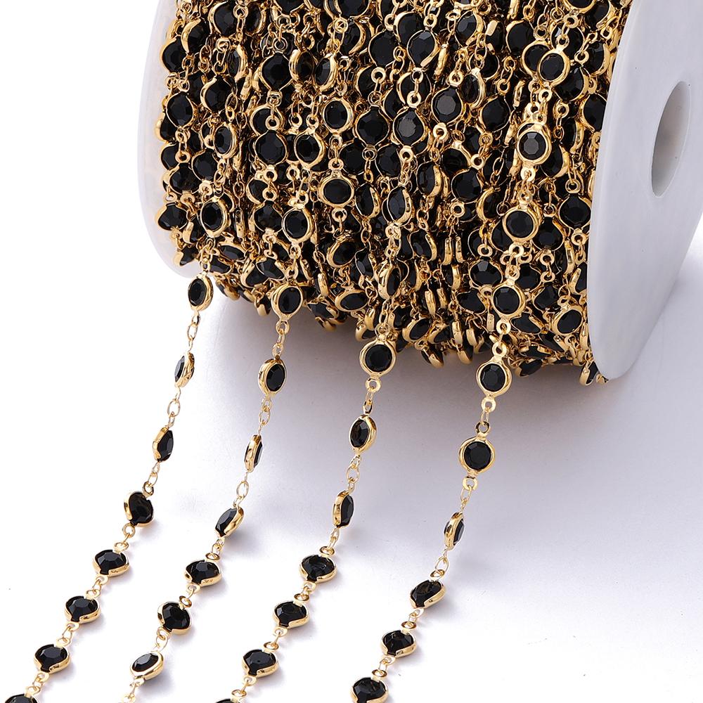 1Meter Colorful Glass Crystal Beads Chain Copper Chains for Necklace Bracelet Jewelry Making DIY Components Accessories