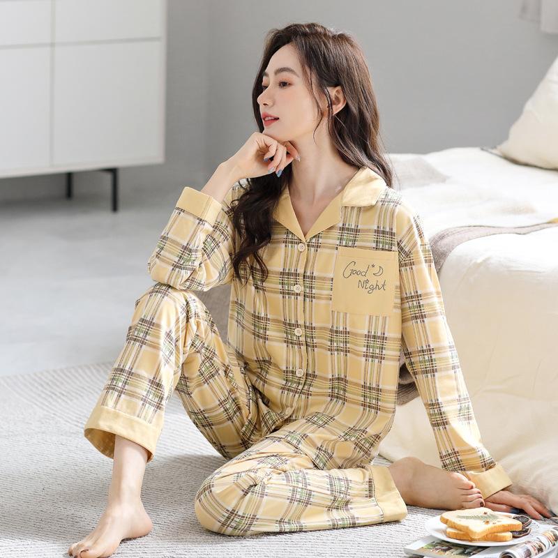 Pajamas women spring and autumn pure cotton long-sleeved 1011 new cotton suit Korean version casual can be worn outside loungewear