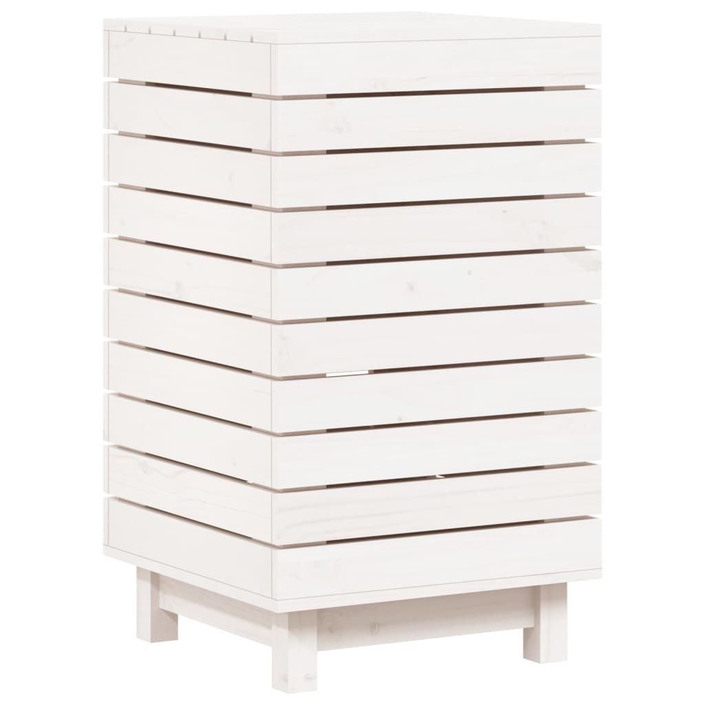 Vidaxl Laundry Basket, White, 44X44X76 Cm, Solid Pine Wood